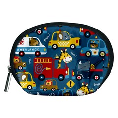 Seamless-pattern-vehicles-cartoon-with-funny-drivers Accessory Pouch (medium) by uniart180623