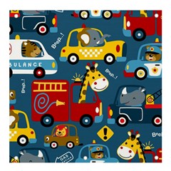 Seamless-pattern-vehicles-cartoon-with-funny-drivers Banner And Sign 4  X 4  by uniart180623