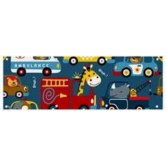 Seamless-pattern-vehicles-cartoon-with-funny-drivers Banner And Sign 9  X 3  by uniart180623