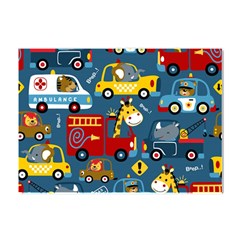 Seamless-pattern-vehicles-cartoon-with-funny-drivers Crystal Sticker (a4) by uniart180623