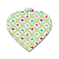 Birds-pattern-background Dog Tag Heart (two Sides) by uniart180623