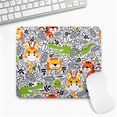 Seamless-pattern-with-wildlife-cartoon Large Mousepad by uniart180623