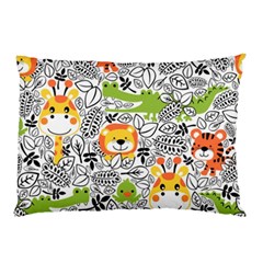 Seamless-pattern-with-wildlife-cartoon Pillow Case by uniart180623