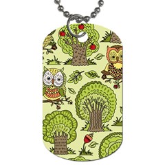 Seamless-pattern-with-trees-owls Dog Tag (one Side) by uniart180623