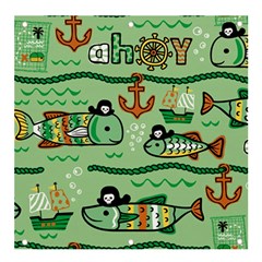 Seamless-pattern-fishes-pirates-cartoon Banner And Sign 4  X 4  by uniart180623