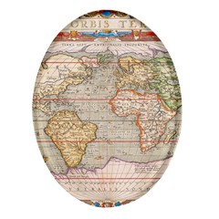 Old World Map Of Continents The Earth Vintage Retro Oval Glass Fridge Magnet (4 Pack) by uniart180623