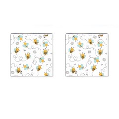 Bee Art Pattern Design Wallpaper Background Print Cufflinks (square) by uniart180623