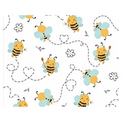 Bee Art Pattern Design Wallpaper Background Print Premium Plush Fleece Blanket (medium) by uniart180623