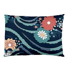 Waves Flowers Pattern Water Floral Minimalist Pillow Case (two Sides) by uniart180623