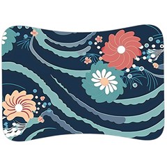 Waves Flowers Pattern Water Floral Minimalist Velour Seat Head Rest Cushion by uniart180623