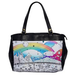 Rainbow Fun Cute Minimal Doodle Drawing Arts Oversize Office Handbag by uniart180623