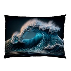 Tsunami Waves Ocean Sea Water Rough Seas Pillow Case (two Sides) by uniart180623