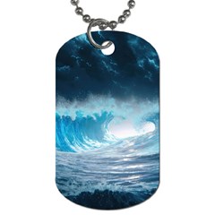 Thunderstorm Storm Tsunami Waves Ocean Sea Dog Tag (two Sides) by uniart180623