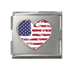 Flag Usa Unite Stated America Mega Link Heart Italian Charm (18mm) by uniart180623