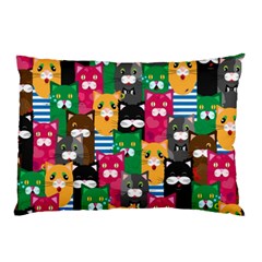 Cat Funny Colorful Pattern Pillow Case by uniart180623