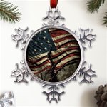 Flag Usa American Flag Metal Large Snowflake Ornament Front