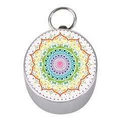 Mandala Pattern Rainbow Pride Mini Silver Compasses by Ravend