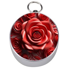 Roses Flowers Plant Silver Compasses by Ravend