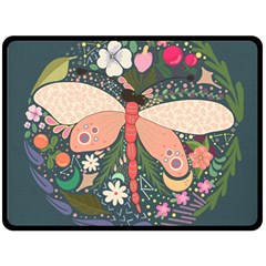 Bug Nature Flower Dragonfly Two Sides Fleece Blanket (large) by Ravend