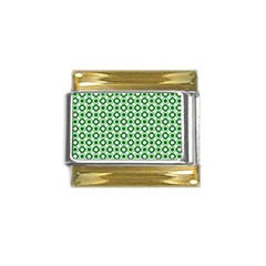 Mazipoodles Green White Donuts Polka Dot  Gold Trim Italian Charm (9mm) by Mazipoodles