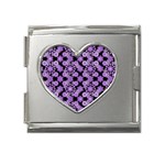 Bitesize Flowers Pearls And Donuts Lilac Black Mega Link Heart Italian Charm (18mm) Front