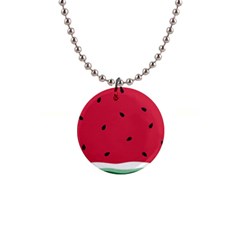 Minimalist Summer Watermelon Wallpaper 1  Button Necklace by Ravend