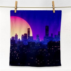 The Sun Night Music The City Background 80s, 80 s Synth Face Towel by uniart180623