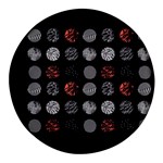 Black And Multicolored Polka Dot Artwork Digital Art Round Glass Fridge Magnet (4 pack) Front