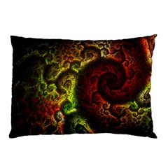 Green And Red Lights Wallpaper Fractal Digital Art Artwork Pillow Case by uniart180623