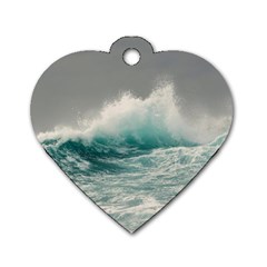 Big Storm Wave Dog Tag Heart (two Sides) by uniart180623