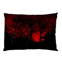 Dark Forest Jungle Plant Black Red Tree Pillow Case (two Sides) by uniart180623