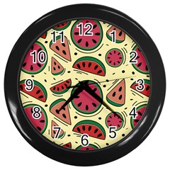 Watermelon Pattern Slices Fruit Wall Clock (black) by uniart180623