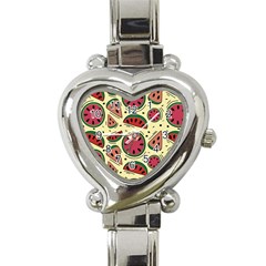 Watermelon Pattern Slices Fruit Heart Italian Charm Watch by uniart180623