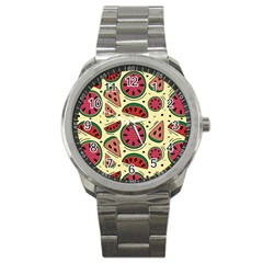 Watermelon Pattern Slices Fruit Sport Metal Watch by uniart180623