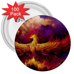 Phoenix Bird 3  Buttons (100 Pack)  by uniart180623