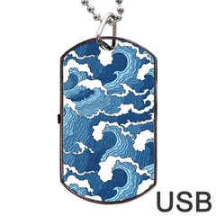 Waves Aesthetics Illustration Japanese Dog Tag Usb Flash (one Side) by uniart180623