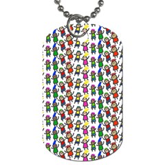 Stickman Kids Doodle Paper Children Group Dog Tag (one Side) by Simbadda