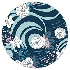 Flowers Pattern Floral Ocean Abstract Digital Art Round Trivet by Simbadda