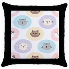 Cute Cat Seamless Pattern Background Throw Pillow Case (black) by Simbadda