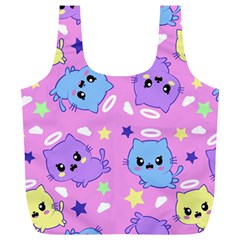 Seamless Pattern With Cute Kawaii Kittens Full Print Recycle Bag (xl) by Simbadda