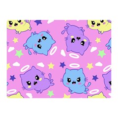 Seamless Pattern With Cute Kawaii Kittens Two Sides Premium Plush Fleece Blanket (mini) by Simbadda