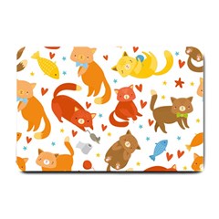 Seamless Pattern With Kittens White Background Small Doormat by Simbadda