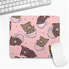 Seamless Pattern Adorable Cat Inside Cup Large Mousepad by Simbadda