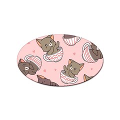 Seamless Pattern Adorable Cat Inside Cup Sticker (oval) by Simbadda