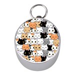 Cute Cat Kitten Cartoon doodle Seamless Pattern Mini Silver Compasses Front