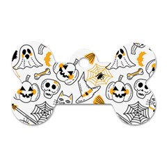 Funny Hand Drawn Halloween Pattern Dog Tag Bone (one Side) by Simbadda