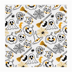 Funny Hand Drawn Halloween Pattern Medium Glasses Cloth (2 Sides) by Simbadda