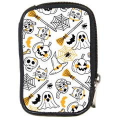 Funny Hand Drawn Halloween Pattern Compact Camera Leather Case by Simbadda