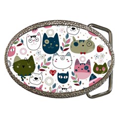 Pattern With Cute Cat Heads Belt Buckles by Simbadda