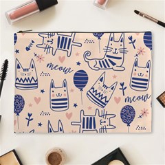 Cute Cats Doodle Seamless Pattern With Funny Characters Cosmetic Bag (xl) by Simbadda